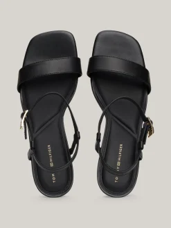 Sandały*Tommy Hilfiger Skórzane Sandały Na Kaczuszce TH Monogram BLACK