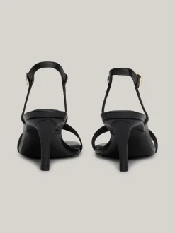 Sandały*Tommy Hilfiger Skórzane Sandały Na Kaczuszce TH Monogram BLACK