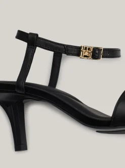 Sandały*Tommy Hilfiger Skórzane Sandały Na Kaczuszce TH Monogram BLACK
