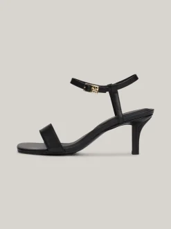 Sandały*Tommy Hilfiger Skórzane Sandały Na Kaczuszce TH Monogram BLACK