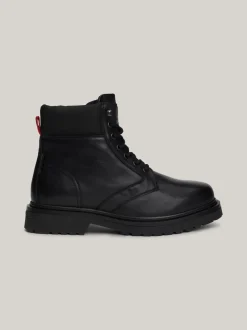 Buty Sznurowane|Buty*Tommy Hilfiger Skórzane Sznurowane Botki Z Protektorem BLACK