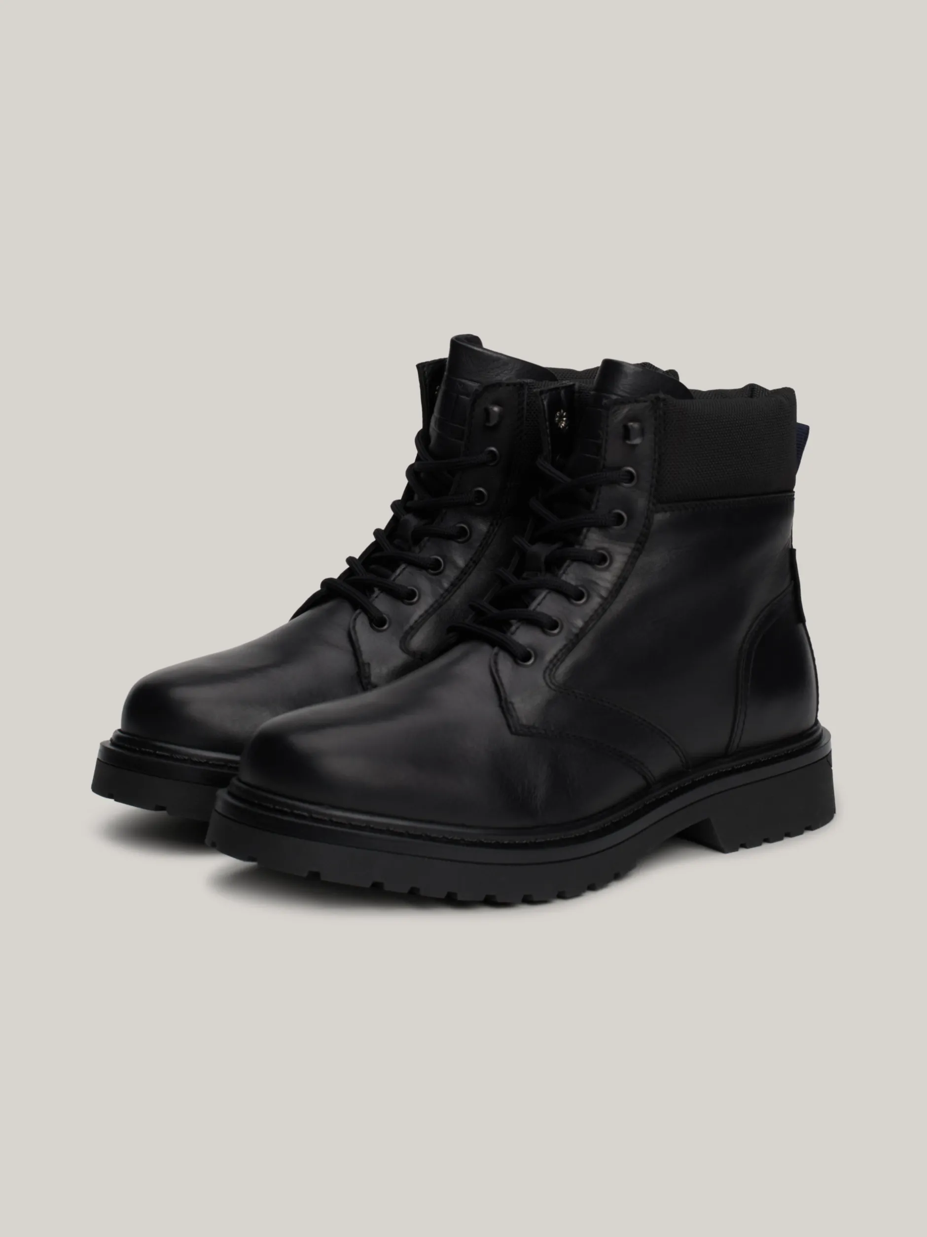 Buty Sznurowane|Buty*Tommy Hilfiger Skórzane Sznurowane Botki Z Protektorem BLACK