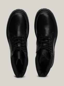 Buty Sznurowane|Buty*Tommy Hilfiger Skórzane Sznurowane Botki Z Protektorem BLACK
