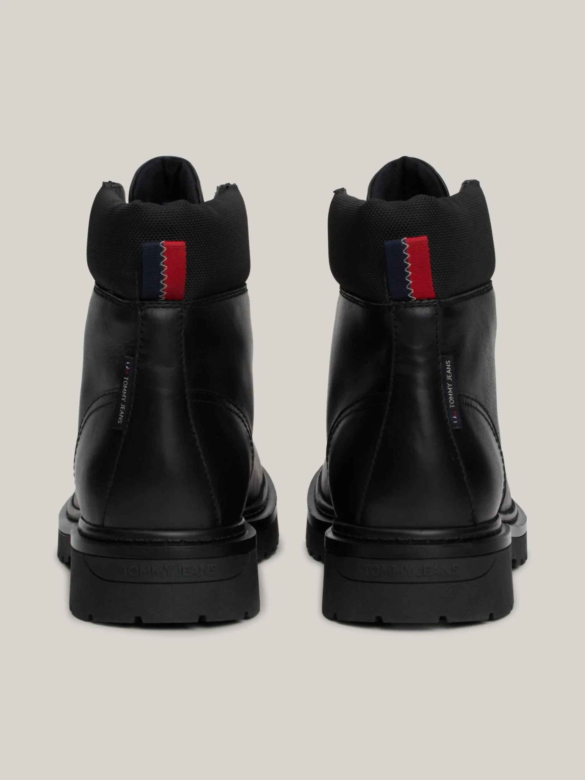 Buty Sznurowane|Buty*Tommy Hilfiger Skórzane Sznurowane Botki Z Protektorem BLACK