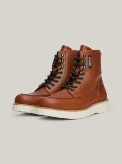 Buty Sznurowane|Buty*Tommy Hilfiger Skórzane Sznurowane Botki Na Grubej Podeszwie WINTER COGNAC