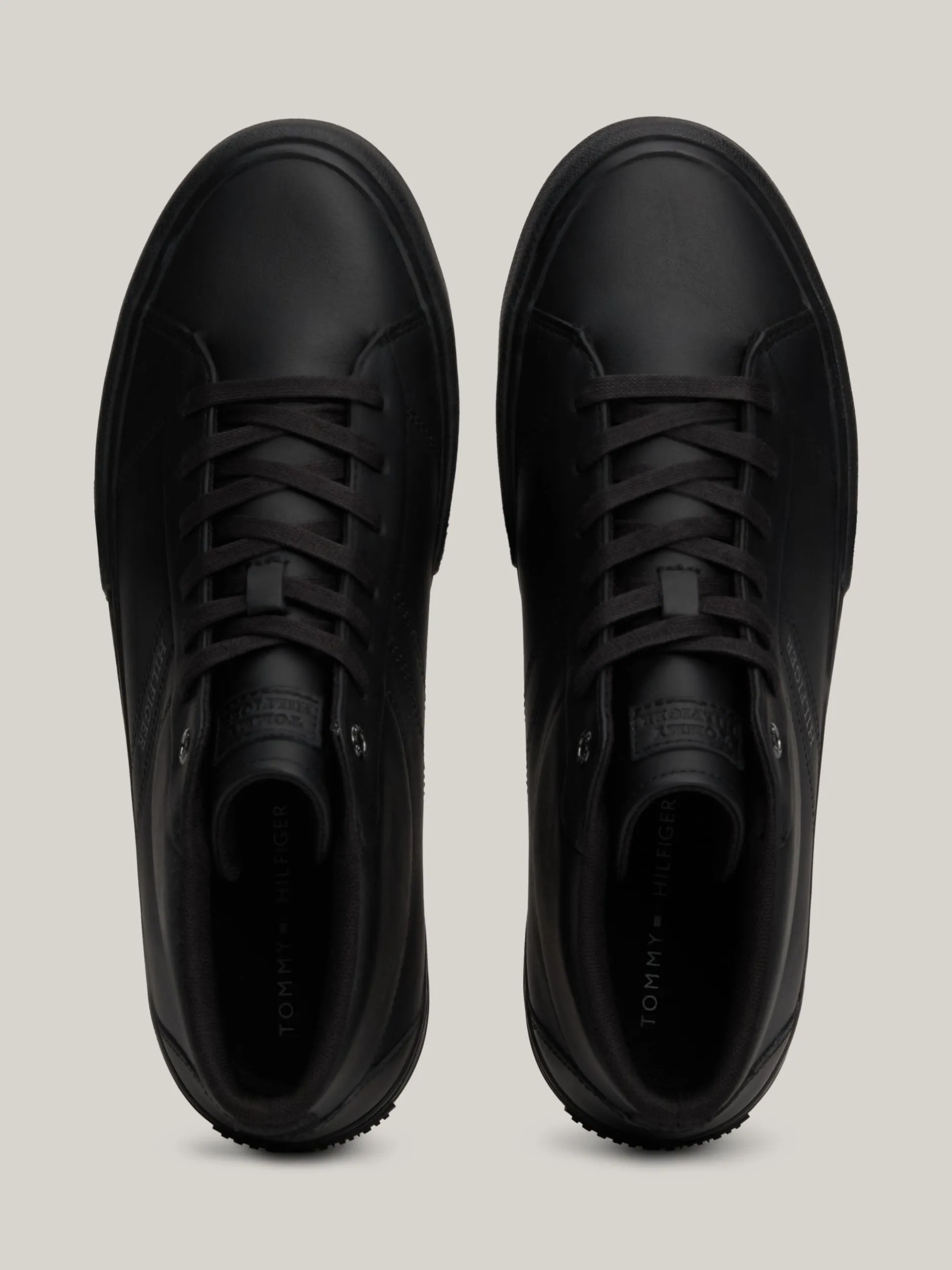 Sneakersy*Tommy Hilfiger Skórzane Sznurowane Buty Sportowe Za Kostkę BLACK