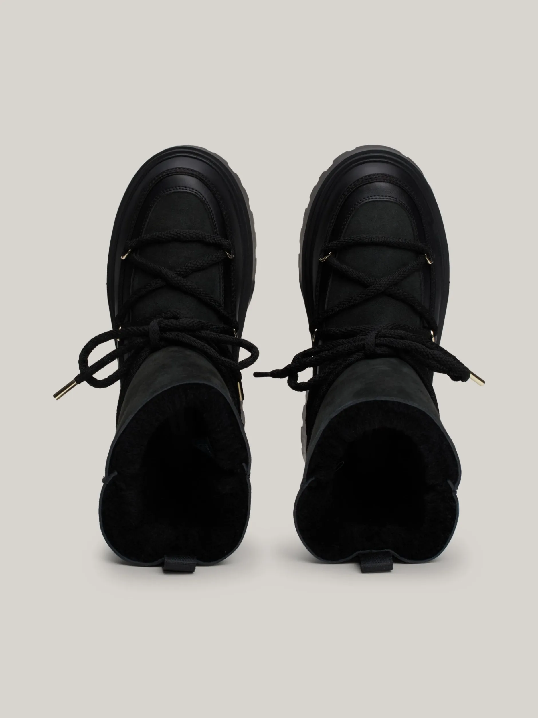 Botki*Tommy Hilfiger Skórzane Sznurowane śniegowce BLACK