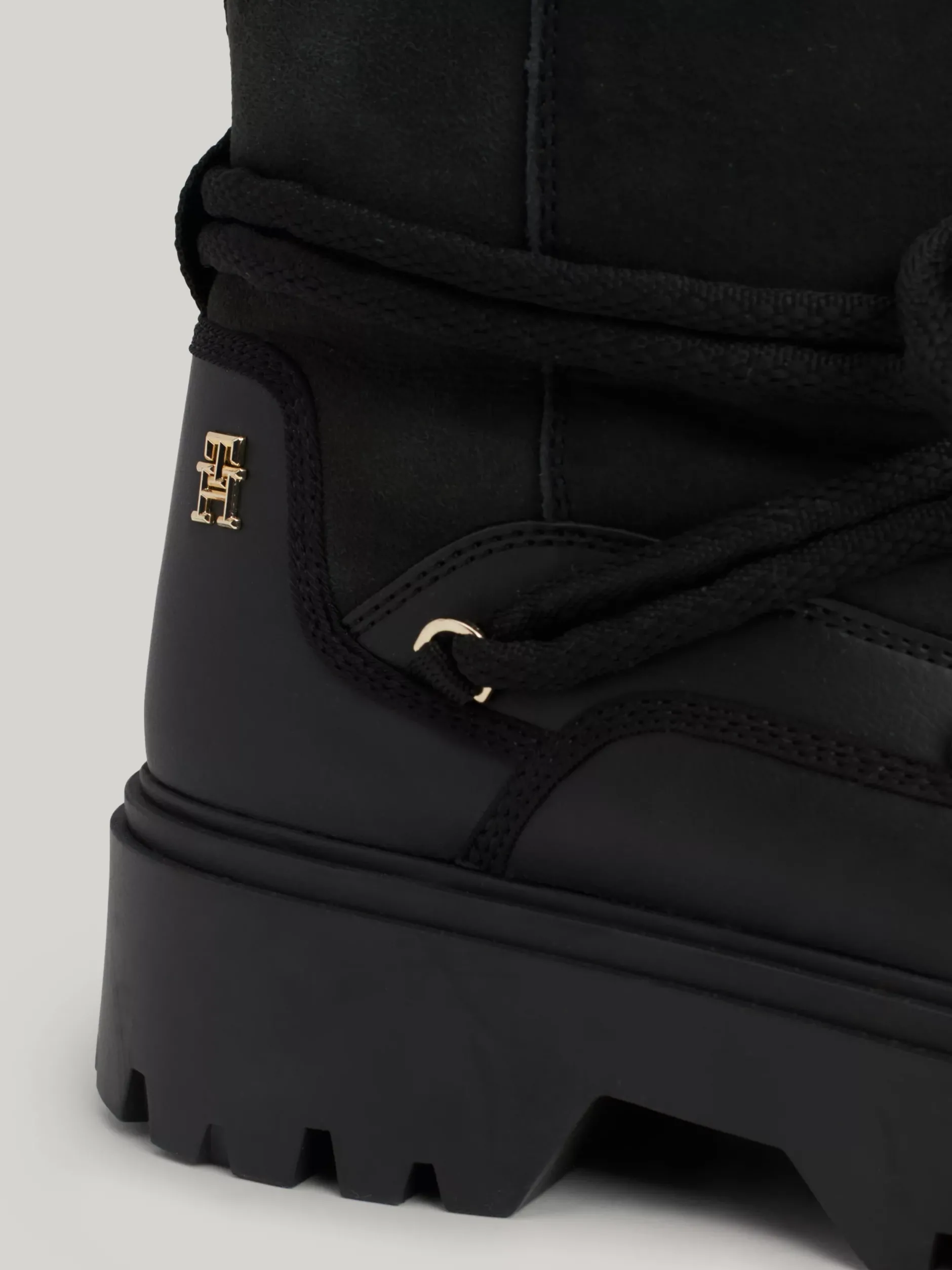 Botki*Tommy Hilfiger Skórzane Sznurowane śniegowce BLACK