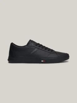 Sneakersy*Tommy Hilfiger Skórzane Sznurowane Tenisówki Z Logo BLACK