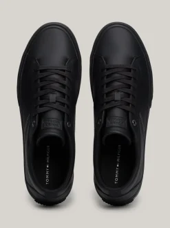 Sneakersy*Tommy Hilfiger Skórzane Sznurowane Tenisówki Z Logo BLACK