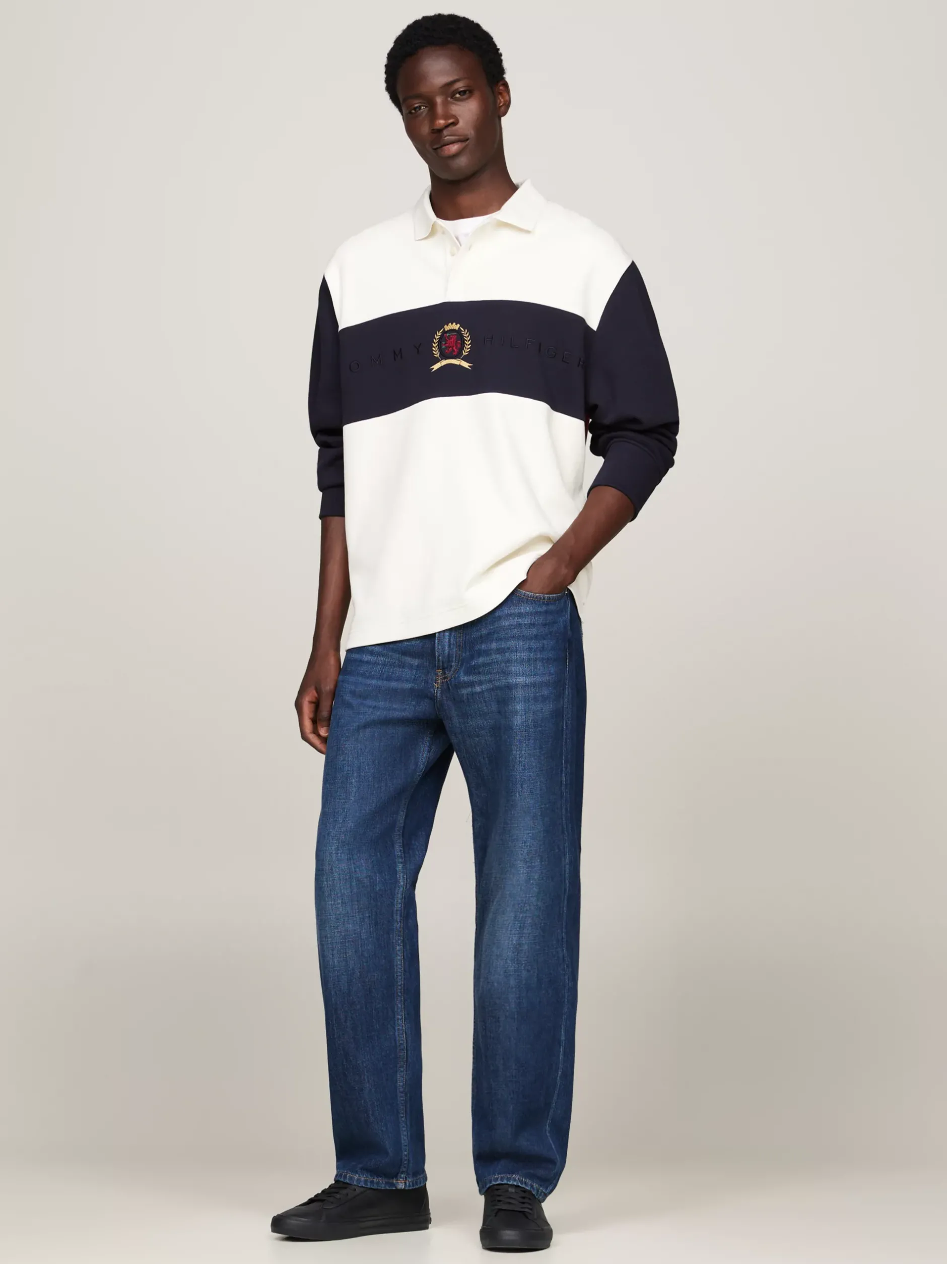 Sneakersy*Tommy Hilfiger Skórzane Sznurowane Tenisówki Z Logo BLACK