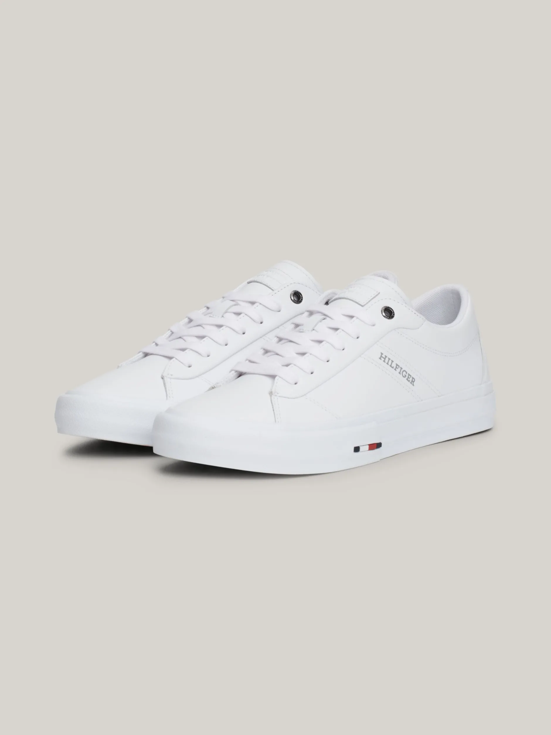 White Trainers|Sneakersy*Tommy Hilfiger Skórzane Sznurowane Tenisówki Z Logo WHITE