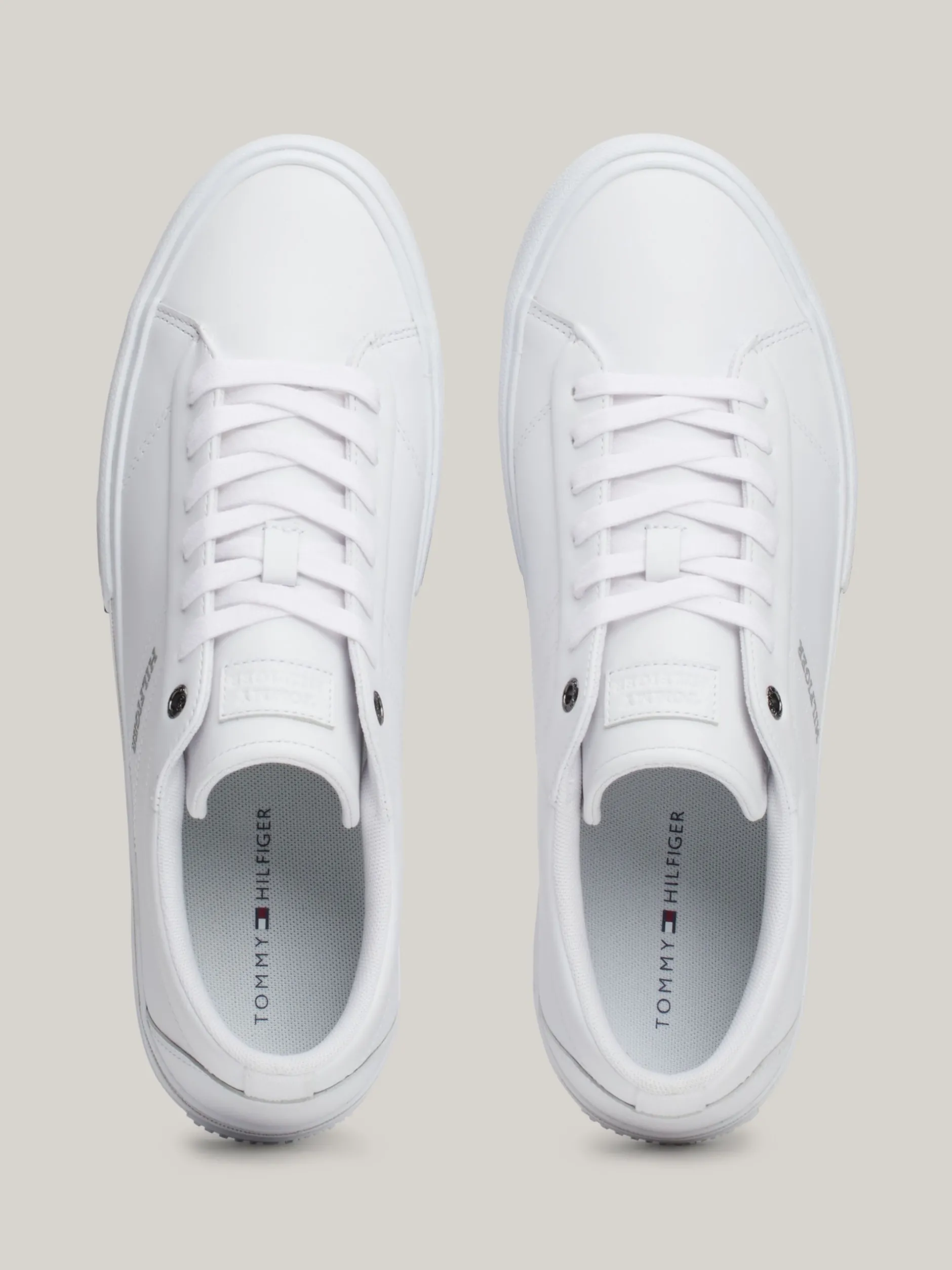 White Trainers|Sneakersy*Tommy Hilfiger Skórzane Sznurowane Tenisówki Z Logo WHITE