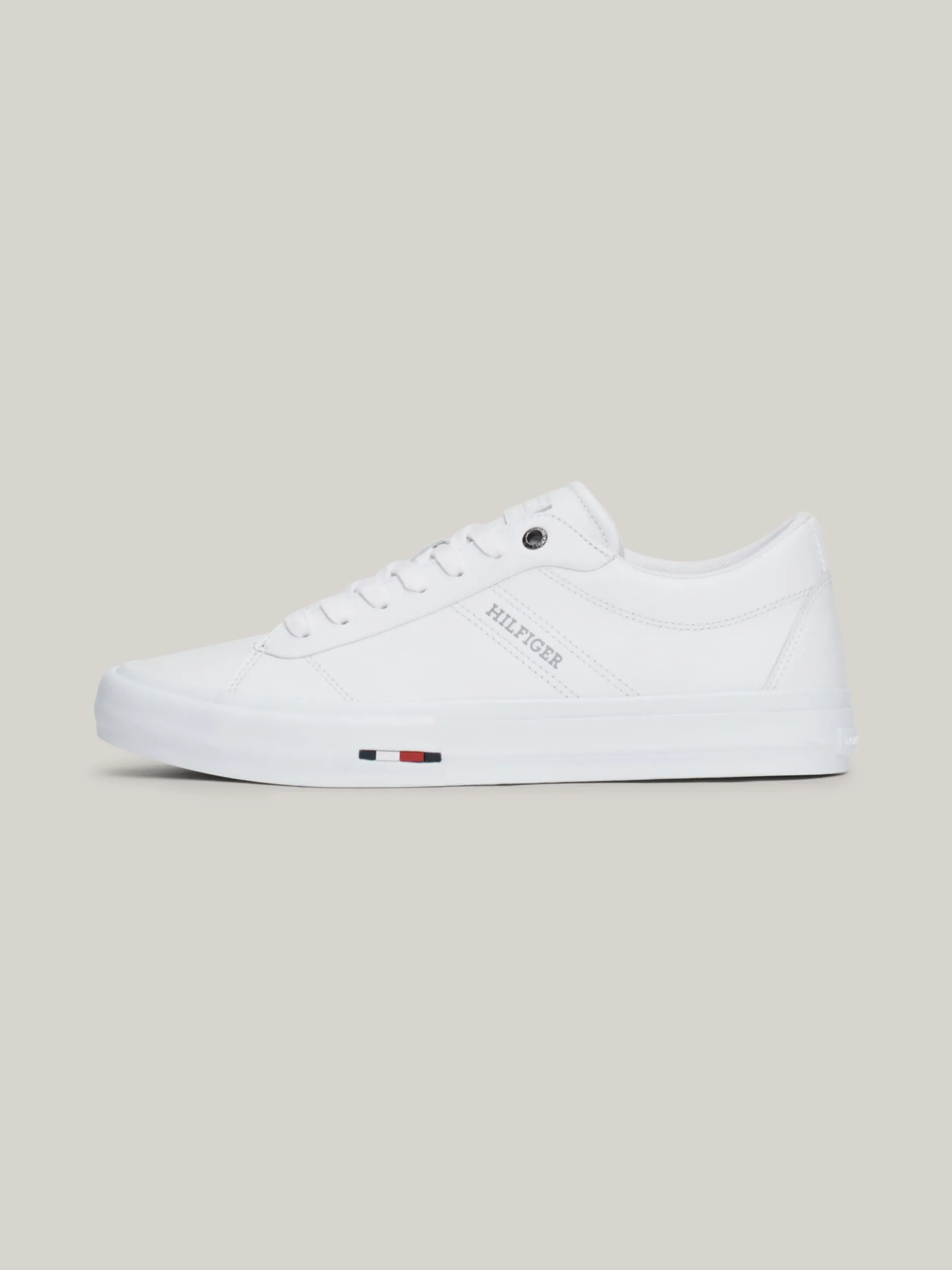 White Trainers|Sneakersy*Tommy Hilfiger Skórzane Sznurowane Tenisówki Z Logo WHITE