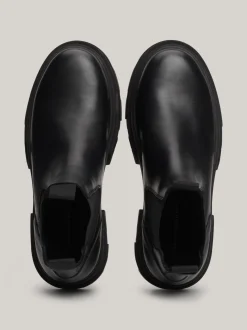 Chelsea Boots|Botki*Tommy Hilfiger Skórzane Sztyblety Na Grubej Podeszwie BLACK