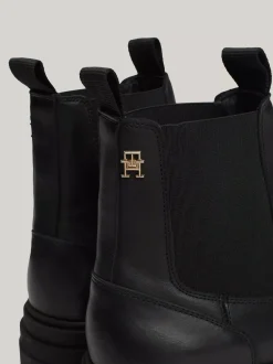 Chelsea Boots|Botki*Tommy Hilfiger Skórzane Sztyblety Na Grubej Podeszwie BLACK