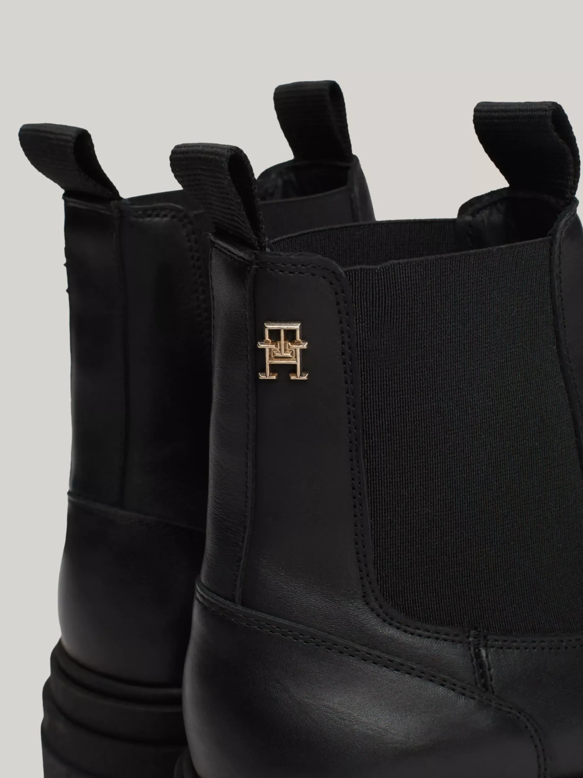 Chelsea Boots|Botki*Tommy Hilfiger Skórzane Sztyblety Na Grubej Podeszwie BLACK