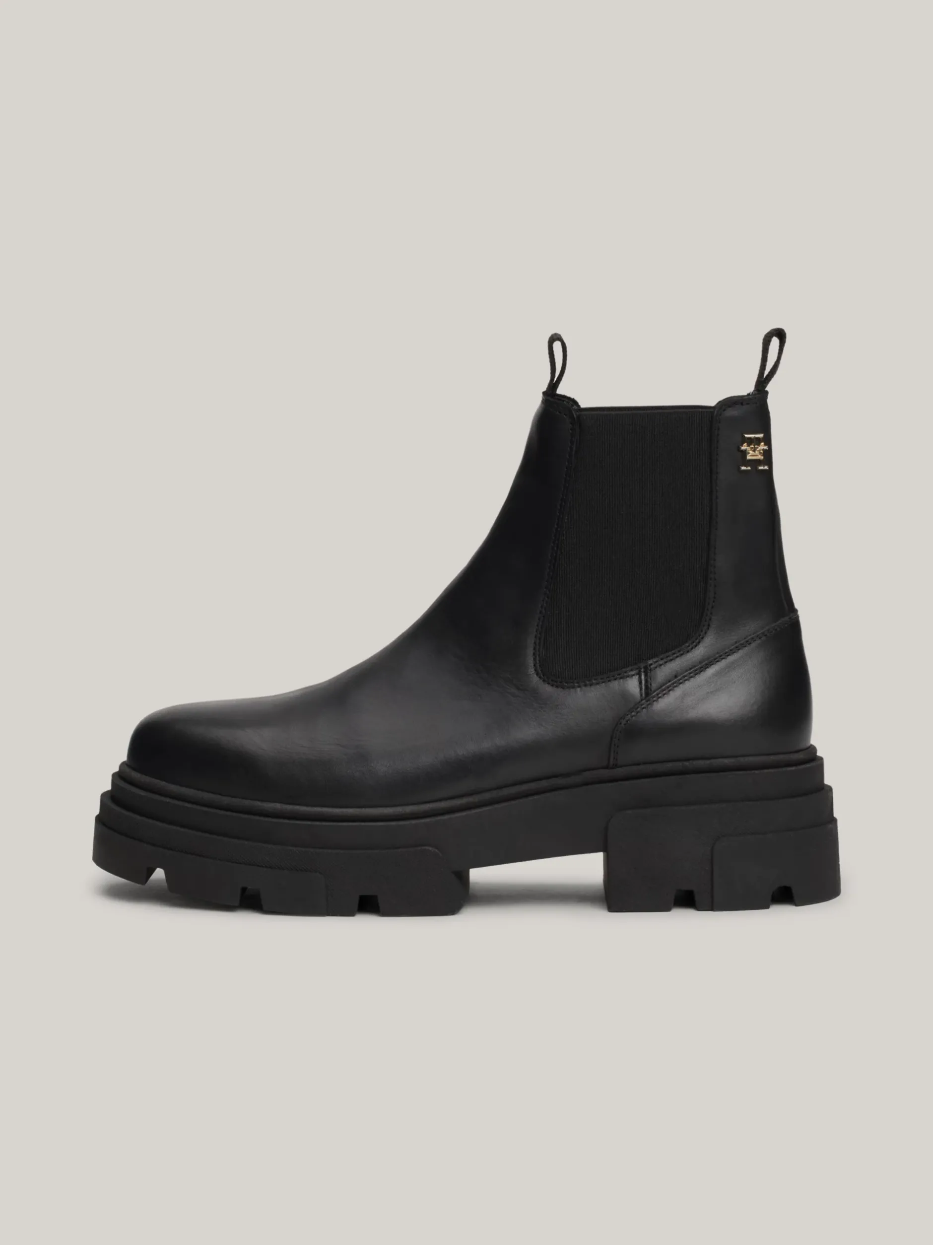 Chelsea Boots|Botki*Tommy Hilfiger Skórzane Sztyblety Na Grubej Podeszwie BLACK