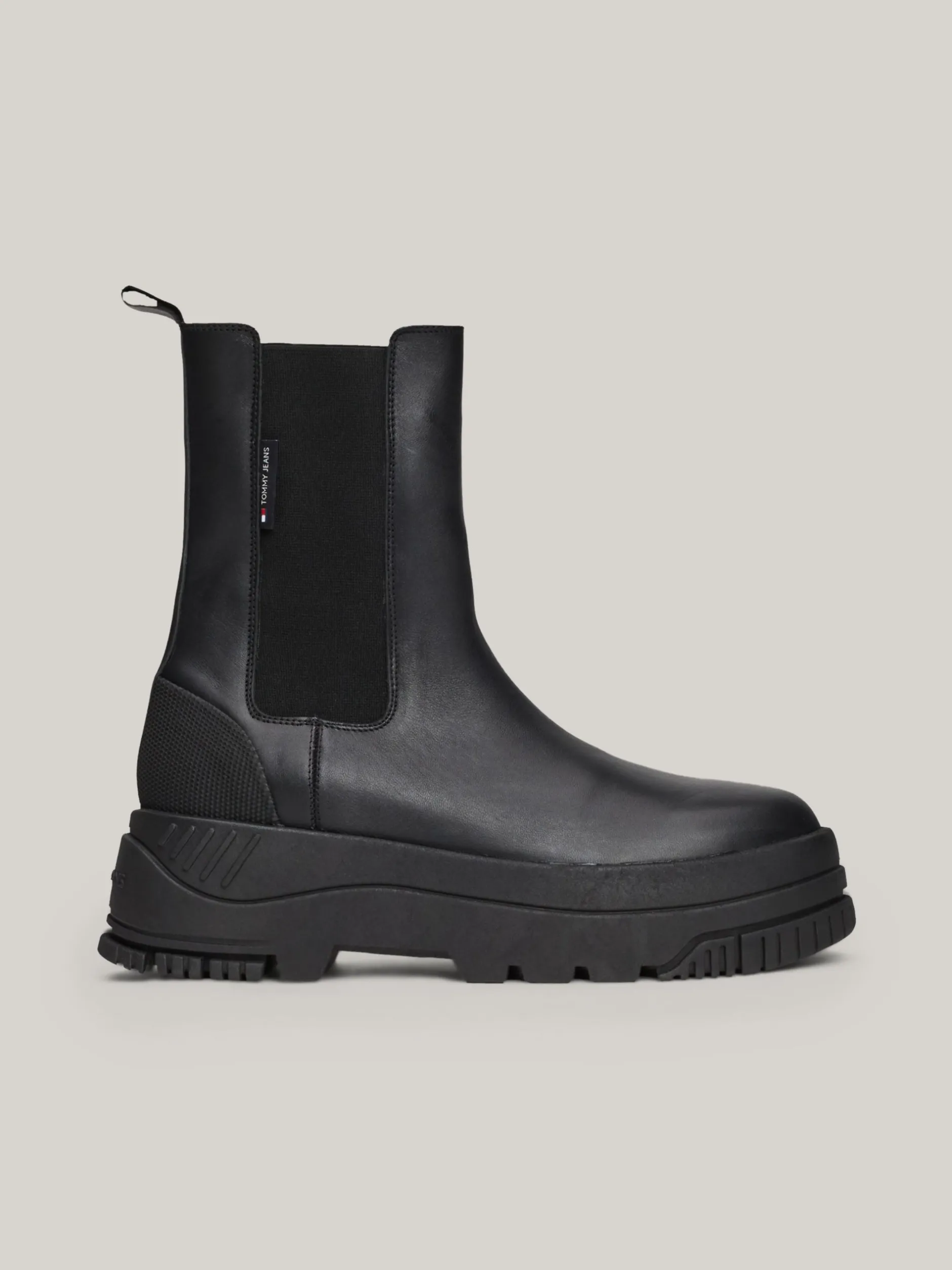 Chelsea Boots|Botki*Tommy Hilfiger Skórzane Sztyblety Na Płaskiej Platformie BLACK