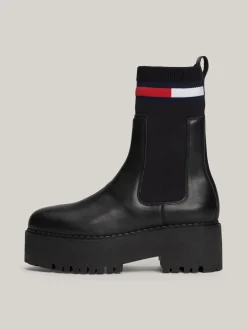 Chelsea Boots|Botki*Tommy Hilfiger Skórzane Sztyblety Na Platformie BLACK