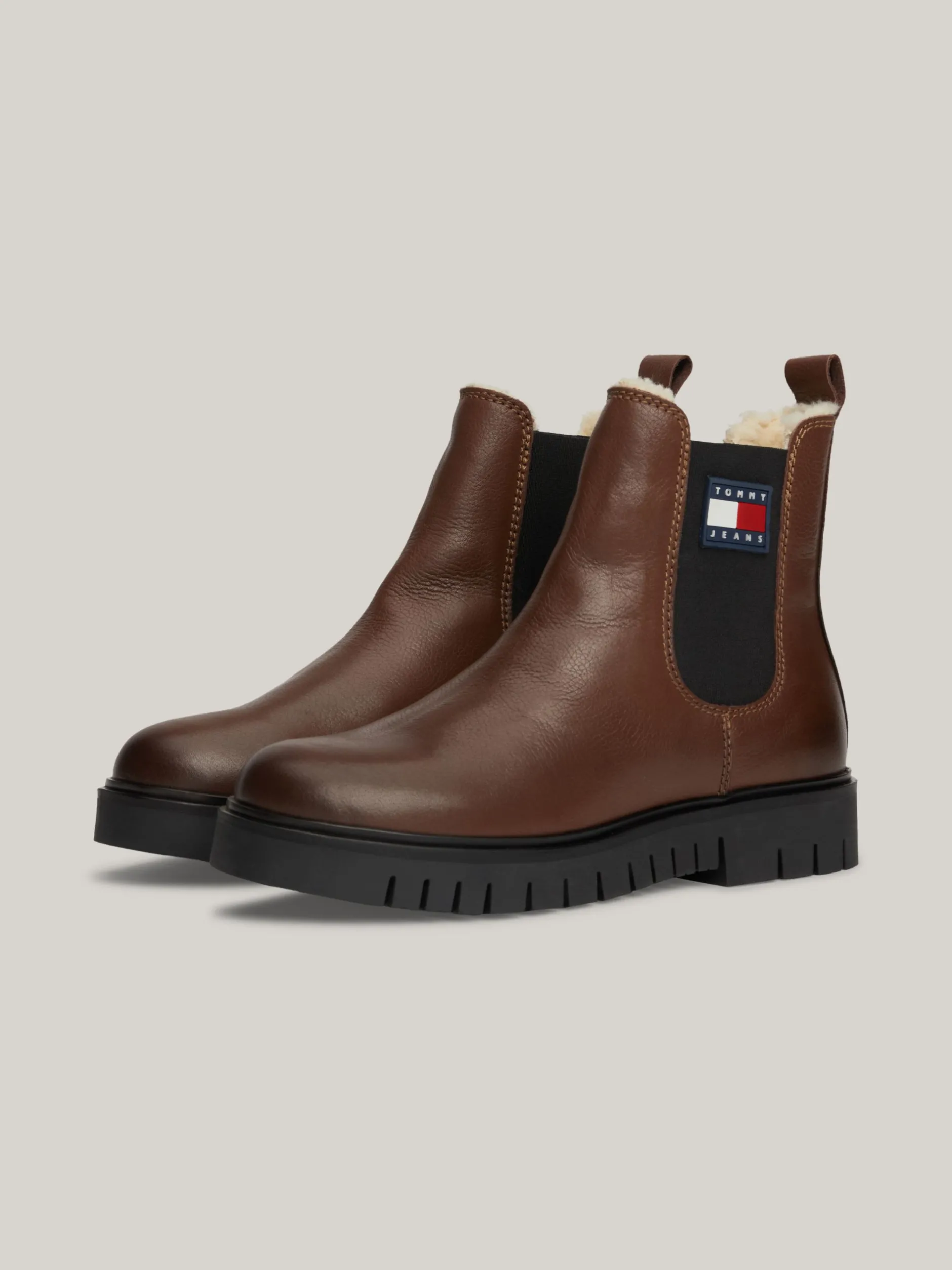 Chelsea Boots|Botki*Tommy Hilfiger Skórzane Sztyblety Na Podeszwie Z Protektorem CAROB CHOCOLATE