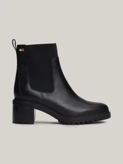 Chelsea Boots|Botki*Tommy Hilfiger Skórzane Sztyblety Z Emaliowaną Flagą BLACK