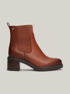 Chelsea Boots|Botki*Tommy Hilfiger Skórzane Sztyblety Z Emaliowaną Flagą COGNAC BROWN