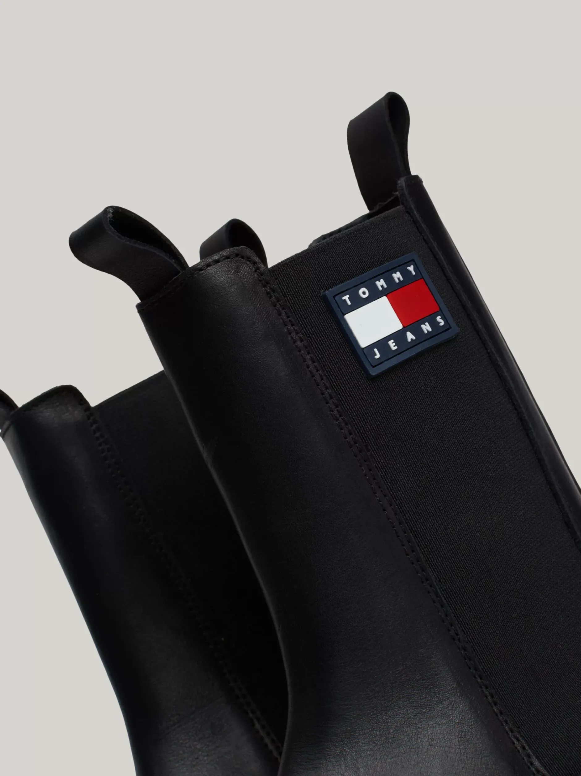 Chelsea Boots|Botki*Tommy Hilfiger Skórzane Sztyblety Z Gumowanym Logo BLACK