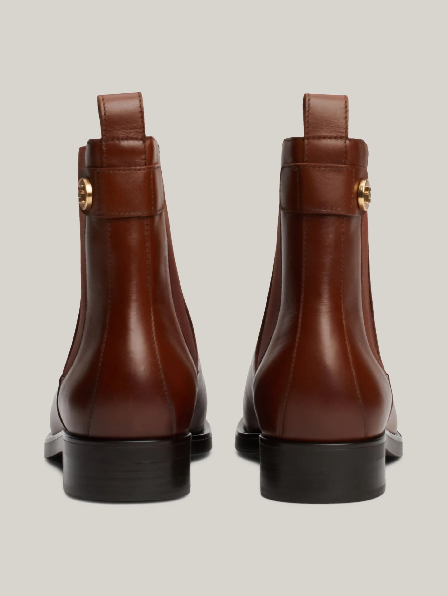 Chelsea Boots|Botki*Tommy Hilfiger Skórzane Sztyblety Z Plakietką COGNAC BROWN