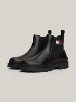 Sztyblety|Buty*Tommy Hilfiger Skórzane Sztyblety Z Protektorem I Logo BLACK