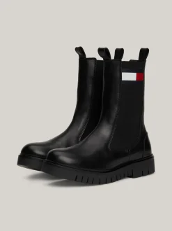 Chelsea Boots|Botki*Tommy Hilfiger Skórzane Sztyblety Z Protektorem BLACK