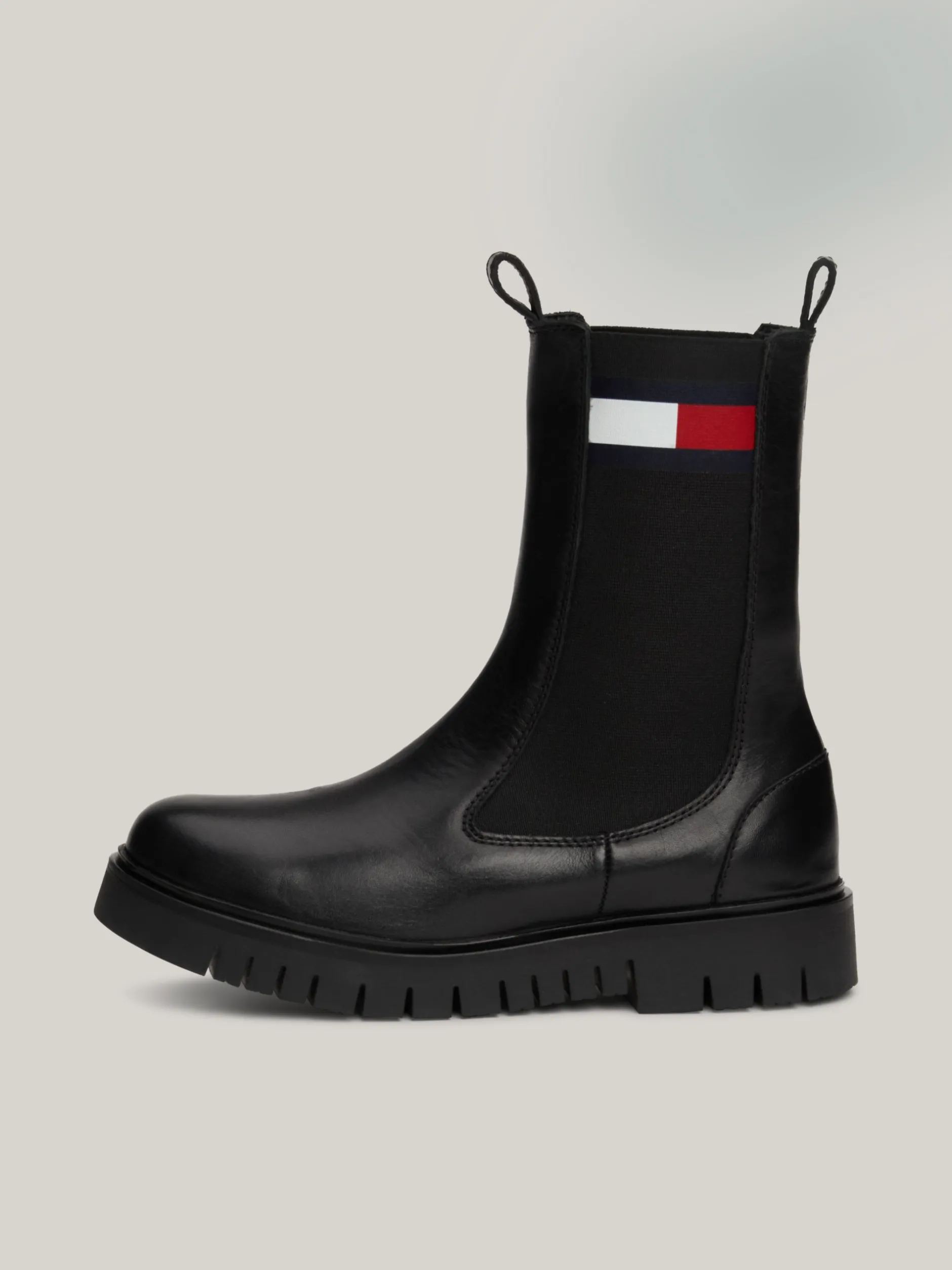 Chelsea Boots|Botki*Tommy Hilfiger Skórzane Sztyblety Z Protektorem BLACK