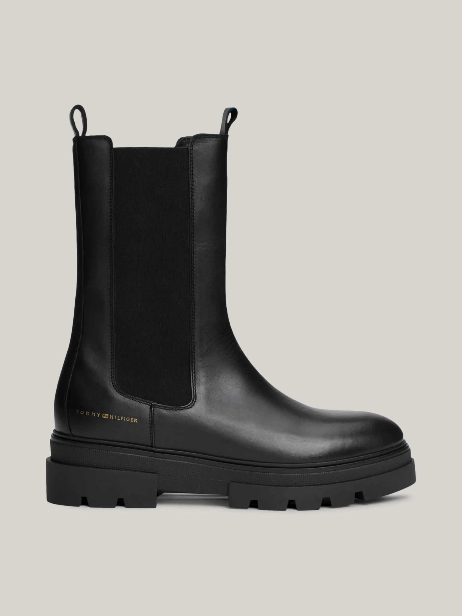 Chelsea Boots|Botki*Tommy Hilfiger Skórzane Sztyblety Z Protektorem BLACK
