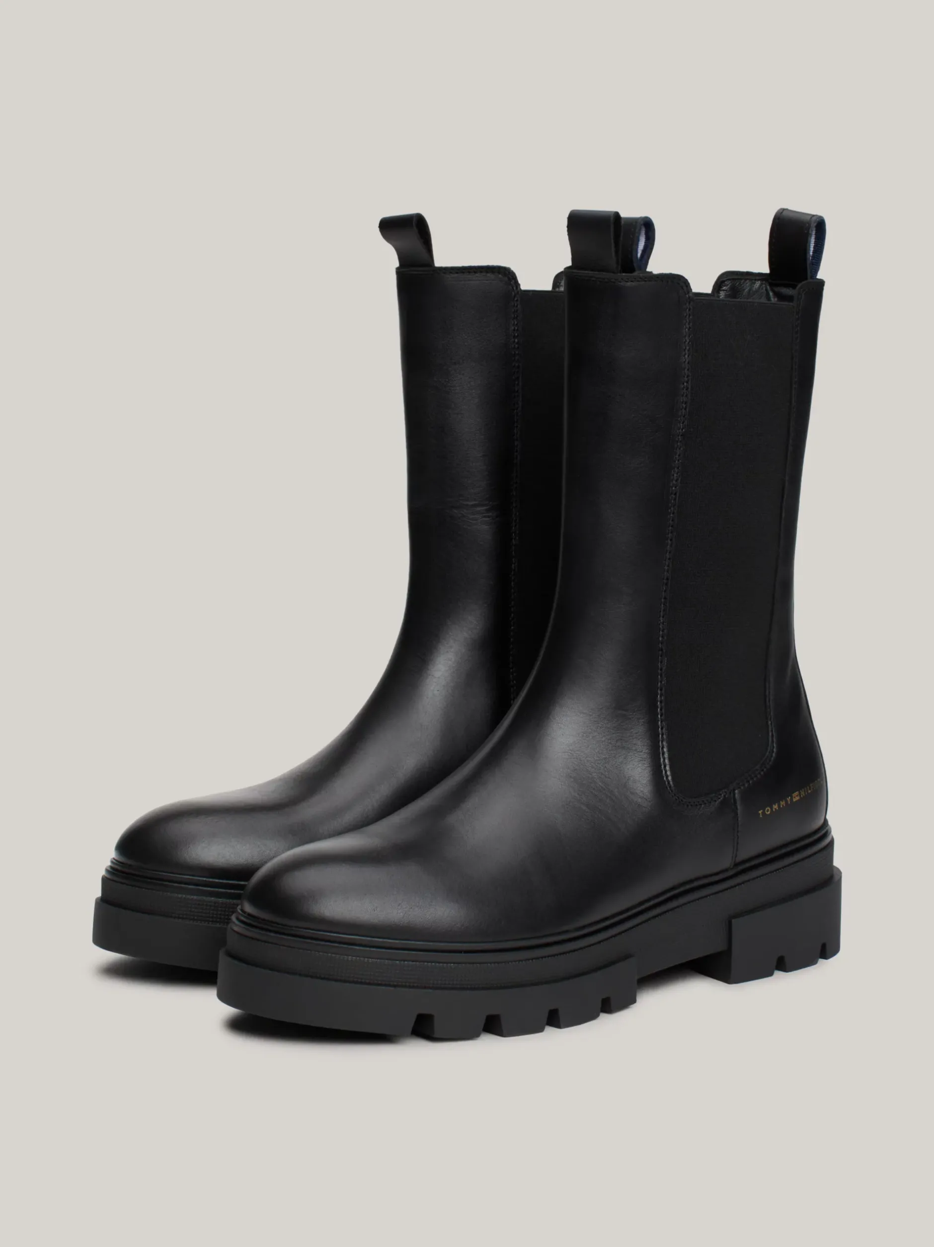 Chelsea Boots|Botki*Tommy Hilfiger Skórzane Sztyblety Z Protektorem BLACK
