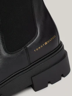 Chelsea Boots|Botki*Tommy Hilfiger Skórzane Sztyblety Z Protektorem BLACK