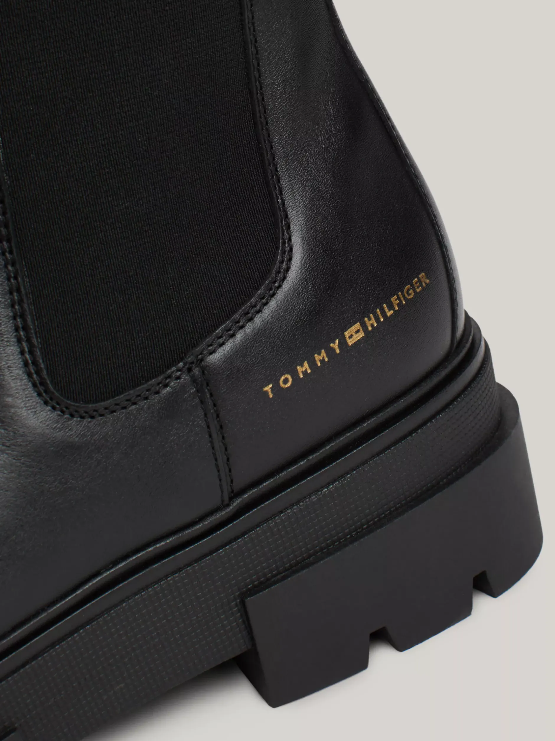 Chelsea Boots|Botki*Tommy Hilfiger Skórzane Sztyblety Z Protektorem BLACK