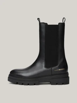 Chelsea Boots|Botki*Tommy Hilfiger Skórzane Sztyblety Z Protektorem BLACK