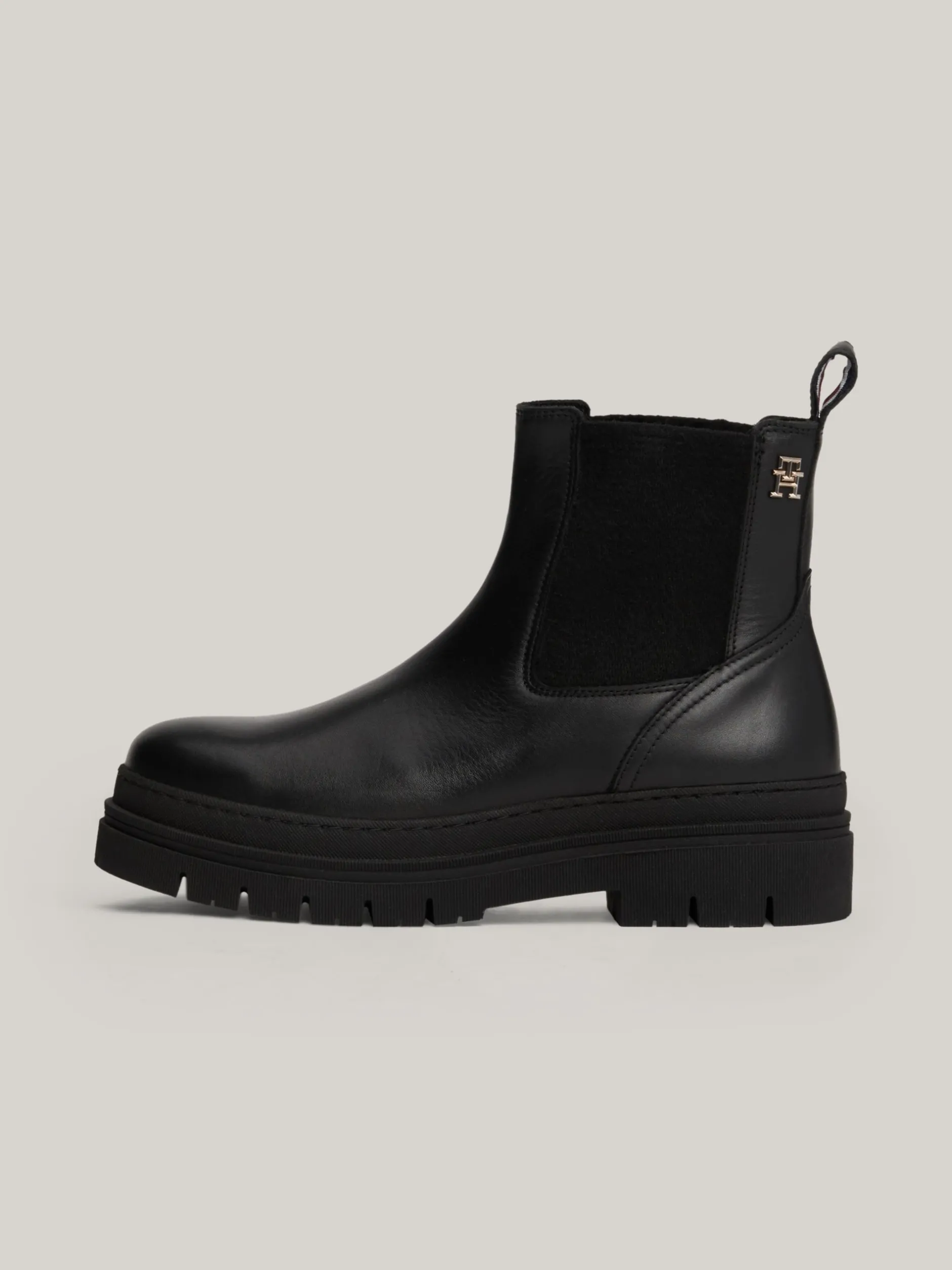 Chelsea Boots|Botki*Tommy Hilfiger Skórzane Sztyblety Z Protektorem TH Monogram BLACK
