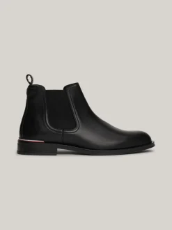 Sztyblety|Buty*Tommy Hilfiger Skórzane Sztyblety Z Sygnowaną Tasiemką BLACK