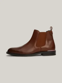 Sztyblety|Buty*Tommy Hilfiger Skórzane Sztyblety Z Sygnowaną Tasiemką WINTER COGNAC