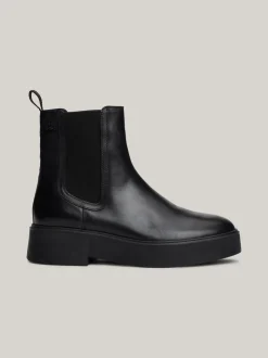 Botki|Chelsea Boots*Tommy Hilfiger Skórzane Sztyblety Z Taśmą Z Logo BLACK