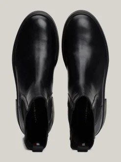 Botki|Chelsea Boots*Tommy Hilfiger Skórzane Sztyblety Z Taśmą Z Logo BLACK