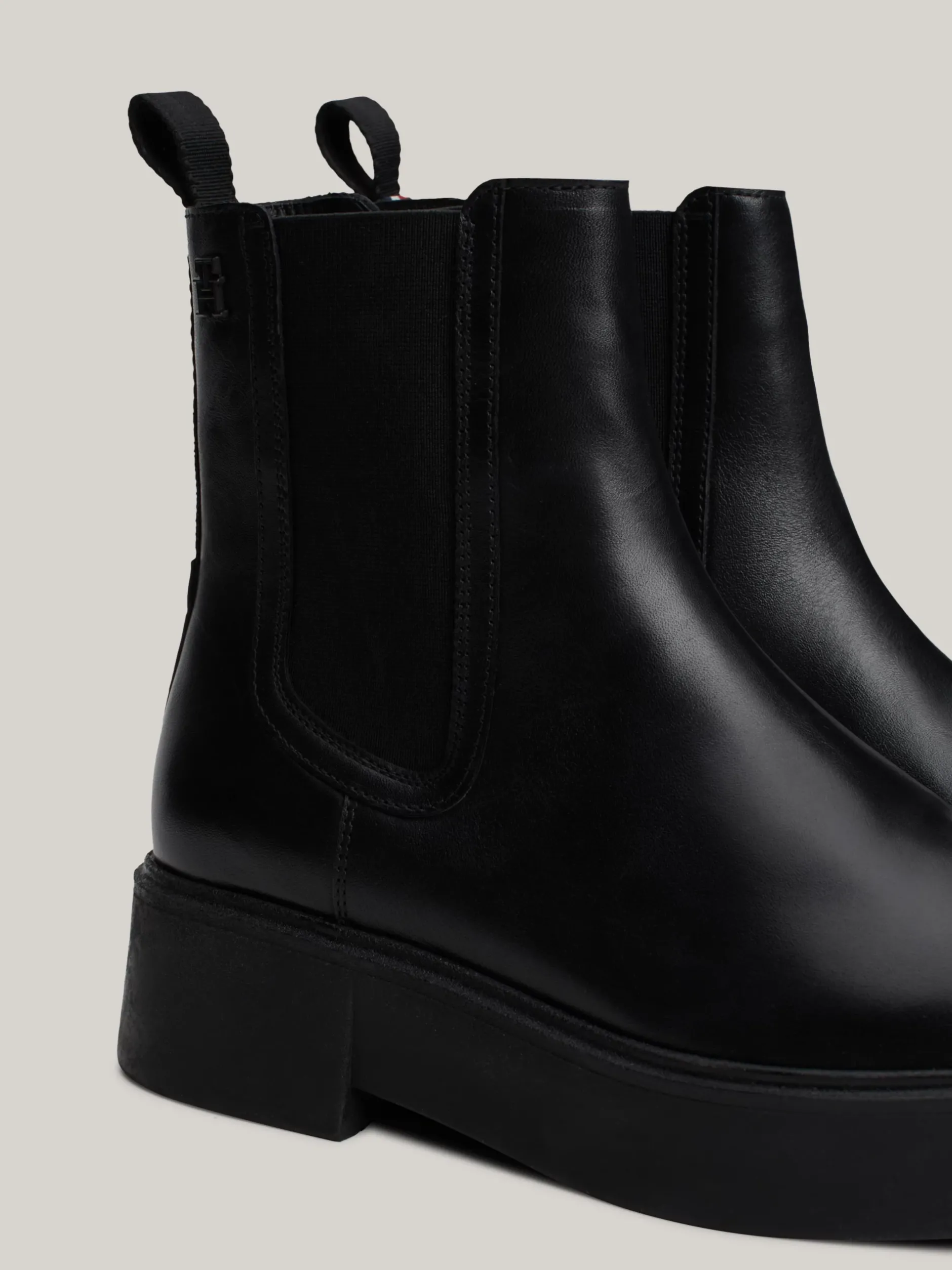 Botki|Chelsea Boots*Tommy Hilfiger Skórzane Sztyblety Z Taśmą Z Logo BLACK