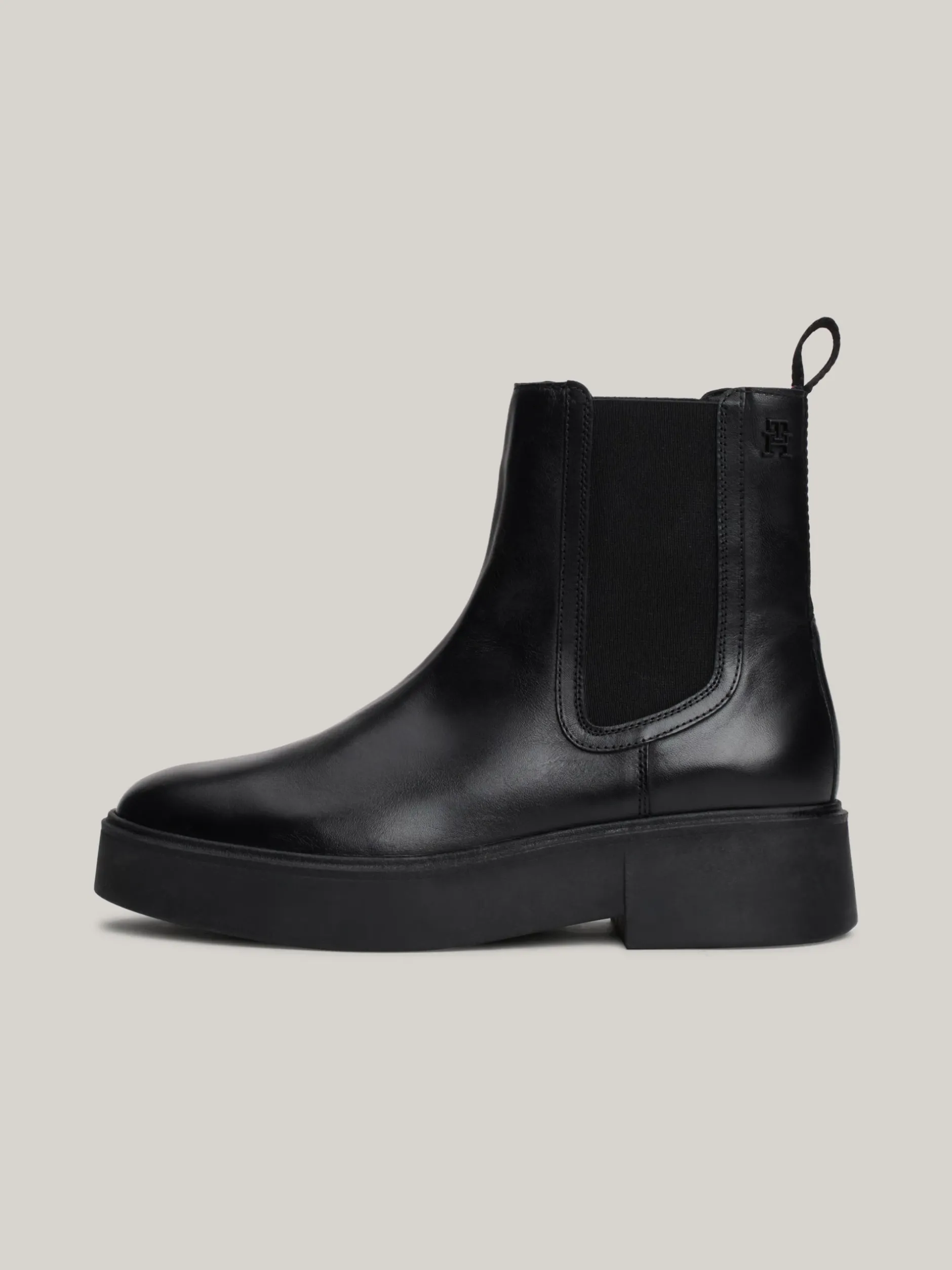 Botki|Chelsea Boots*Tommy Hilfiger Skórzane Sztyblety Z Taśmą Z Logo BLACK