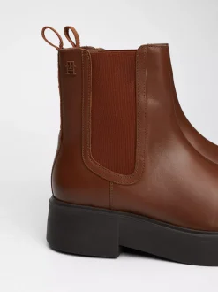Chelsea Boots|Botki*Tommy Hilfiger Skórzane Sztyblety Z Taśmą Z Logo COGNAC BROWN