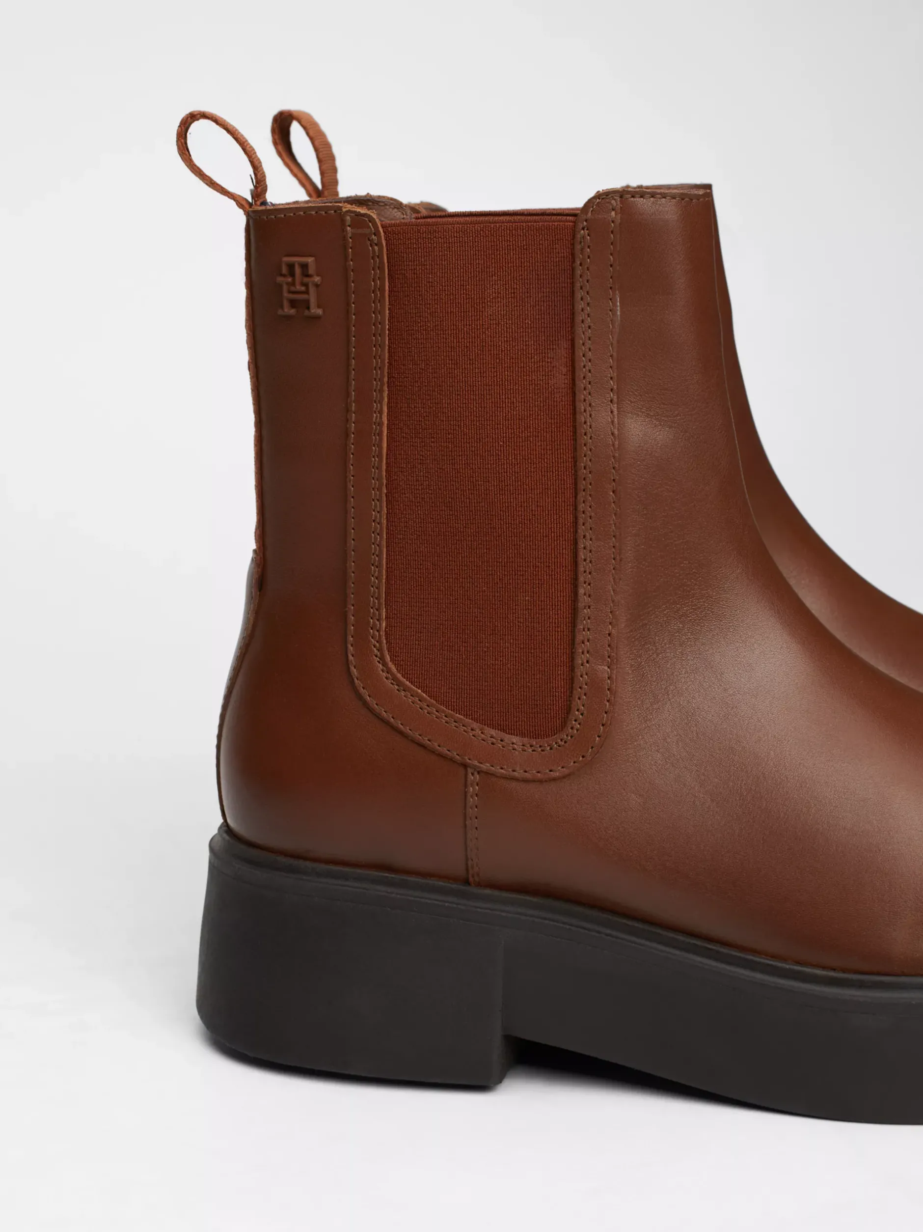 Chelsea Boots|Botki*Tommy Hilfiger Skórzane Sztyblety Z Taśmą Z Logo COGNAC BROWN