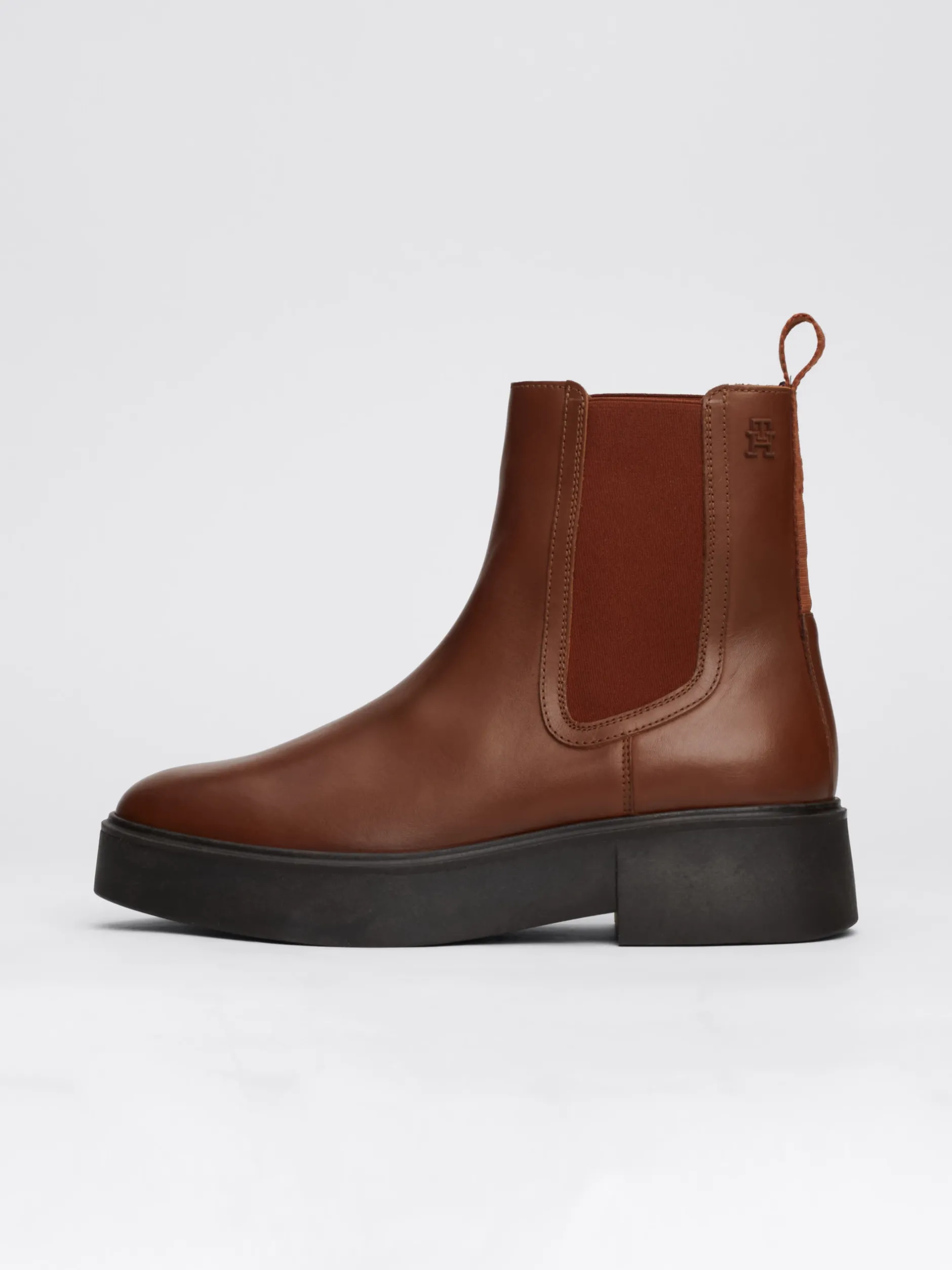Chelsea Boots|Botki*Tommy Hilfiger Skórzane Sztyblety Z Taśmą Z Logo COGNAC BROWN