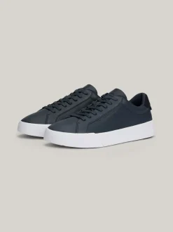 Sneakersy*Tommy Hilfiger Skórzane Tenisówki Typu Court MILITARY DENIM