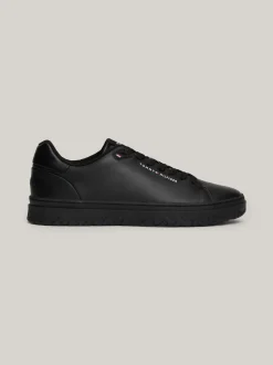 Sneakersy*Tommy Hilfiger Skórzane Tenisówki Typu Court TH Monogram BLACK