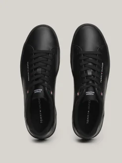 Sneakersy*Tommy Hilfiger Skórzane Tenisówki Typu Court TH Monogram BLACK